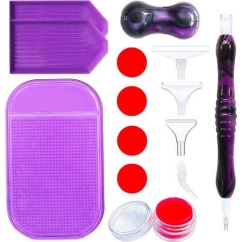 5D Diamond Painting Tool Handmade Resin Point Drill Pen With Resin Pen Holder And Clay Wax And Tray Non-slip Mat Accessories Kit