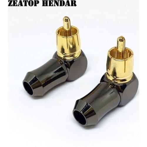 8Pcs Brass 90 Degree Right Angle RCA Male Plug Audio Video Connector Soldering Adapter Mini Jack