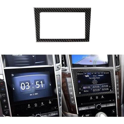For Infiniti Q50 Q60 car interior accessories carbon fiber central control navigation frame CD panel decorative sticker