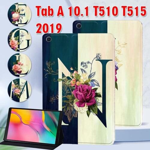 Tablet Case for Samsung Galaxy Tab A 10.1" 2019 PU Leather Letter Print Pattern Stand Cover Capa for SM-T510/T515