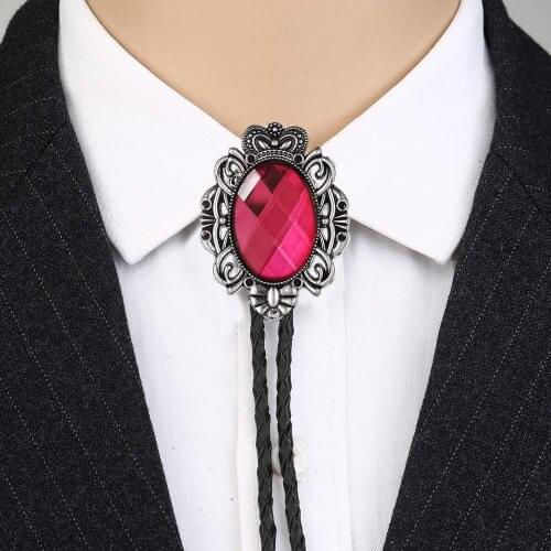 Black pink white red blue Rhinstone Crown bolo tie for man handmakde Indian cowboy western cowgirl zinc alloy necktie