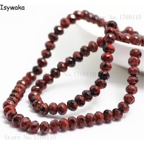 Isywaka Fashion 4x6mm 50pcs Rondelle Austria faceted Crystal Glass Beads Loose Spacer Round Beads for Jewelry Making No.32R6