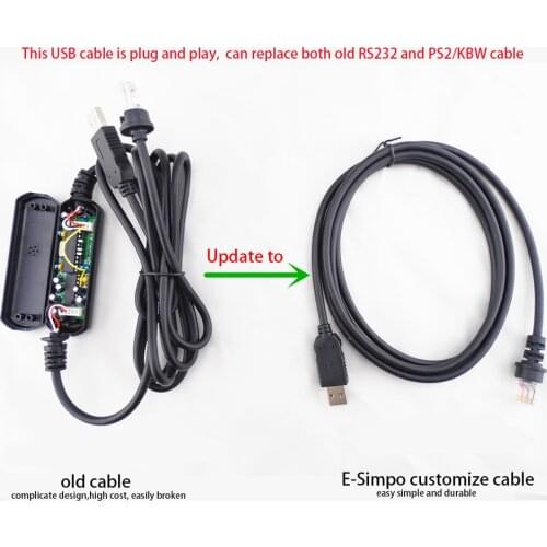 RS232-TO-USB Cable 2mtr for BarCode Scanner Datalogic PSC VS2200 VS2300 Replace Old RS232 Cable with USB Interface