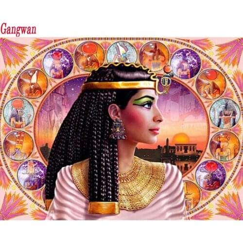 New 5D Diy Diamond Painting Zodiacal Constellations Circular Embroidery Rhinestone Egypt girl Cross Stitch Mosaic Wall Sticker