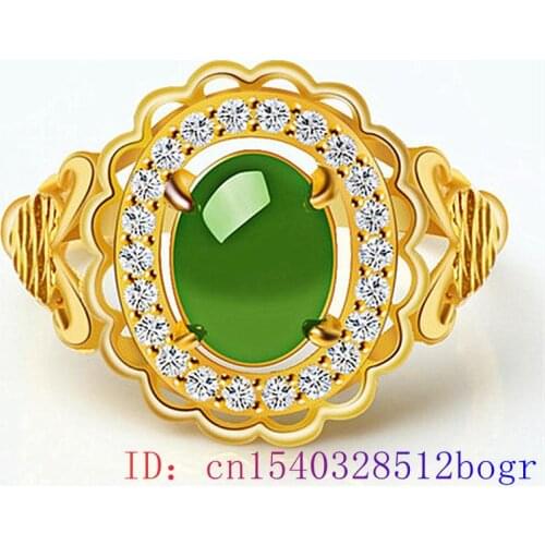 Green Jade Ring Crystal Women Zircon Amulet Charm Fashion Men Gemstone 925 Silver Jewelry Natural Gifts Chalcedony