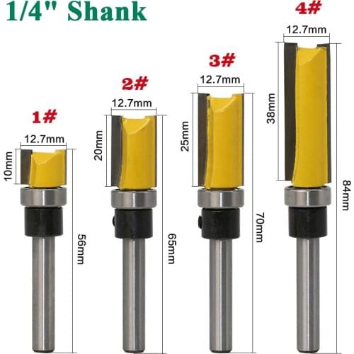 1/4 Shank Straight Edge Trimming Router Bit Cleaning Flush Trim Tenon Endmill Milling Cutter For Woodworking Tools