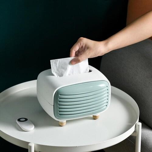 Tissue Boxes Cute Radio Shape Odoless Plastic Tissue Holder Storage Box Container Office Restaurant Desktop Home Decoration