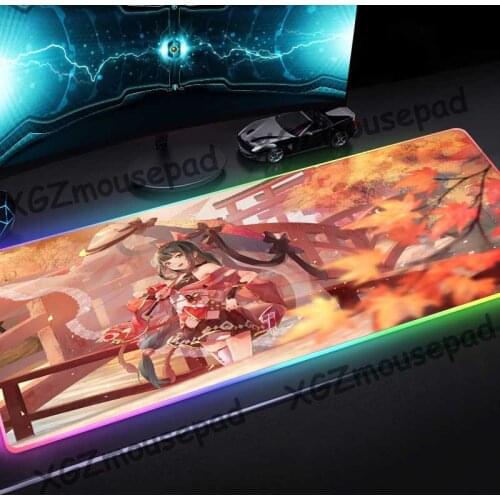 XGZ Anime Autumn Maple Leaf Landscape HD Large RGB Mouse Pad Black Lock Edge Computer Desk Mat Rubber Non-slip 900x400 / 800x300