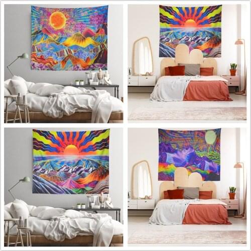 Colorful Mountain Printed Wall Hanging Bed Room Background Decor European And American Style Fashion Psychedelic Tapestries