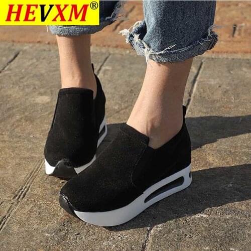 Women Vulcanized Shoes Casual Wedge Platform Elastic Band Spring Summer Increasing Shoes Ladies Sneakers Female Casual Drop Shop