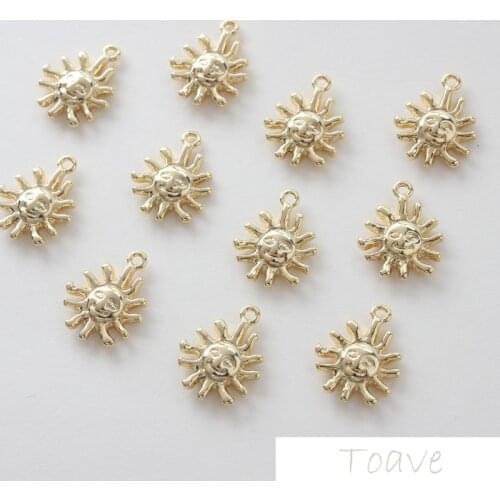 4pcs 14K Gold Maintains Color Small and Exquisite Smiley Face Sun Copper Pendant DIY Bracelet Necklace Material Accessories