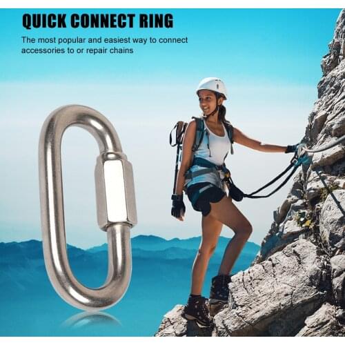 Multifunctional Stainless Steel Screw Lock Quick Links Climbing Gear Carabiner Safety Snap Hook Chain Connecting Ring Buckle