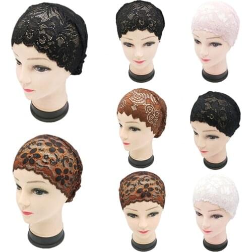 Muslim Underscarf Full Cover Lace Flower Hat Headscarf Turban Islam Wrap Hijab Cap Women Hair Loss Cancer Chemo Beanie Headwear