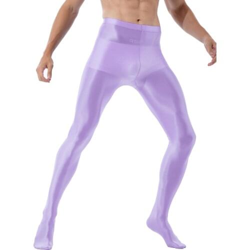 Mens Yoga Ballet Dance Training Leggings Trousers Solid Color Fashion Pantyhose Fitness Workout Sportswear Glossy Pants Tights
