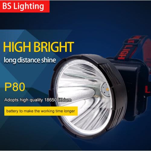 Free Shipping High Power DC 4V Black Headlamp Flashlight Headlight Waterproof Outdoor Night Hiking Lamp Built-in 18650 Battery