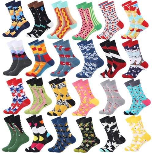 New Colorful Women&Mens Socks High Quality Harajuku Cotton Flower Pigeon Puzzle Wave Stripe Skateboard Long Dress Sock