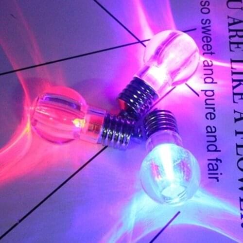 New special luminous Mini seven color light bulb key chain schoolbag pendant accessories creative small flashlight key lamp