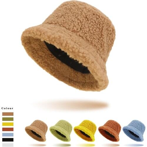 Faux Fur Winter Panama Hats Women Outdoor Sunscreen Bucket Hat Female Fashion Letter Embroidery Basin Cap Sun Caps Brand New