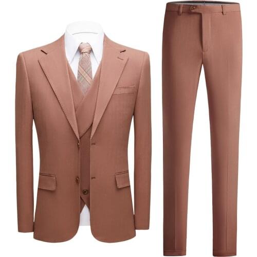 Light Brown Tuxedo Groom Suits For Men Wedding Double Split Prom Party Dress Elegant 3 Piece Groom Wear Casual Formal Suit