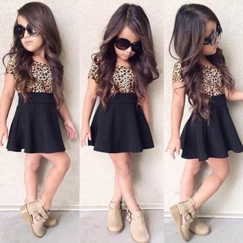 2020 New European American Leopard Dress Spring Summer New Girls' Skirt Childrens Wear Kids Clothes Girls Clothes