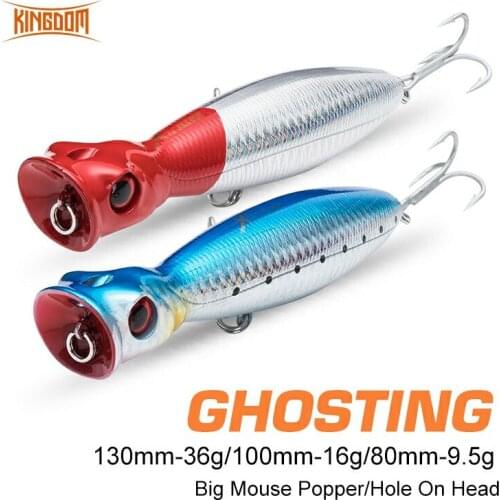 Kingdom Fishing Lures 8cm 10cm 13cm Floating Popper TopWater Wobblers For Carp Artificial Hard Baits Fishing Accessories Tackles