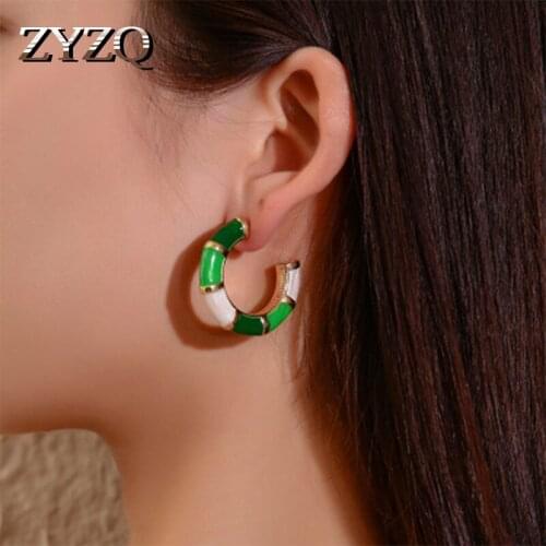 ZYZQ Vintage Exquisite Stud Earrings For WOmen Enthic Stylish Letter C Shaped Jewel Earrings Hot Selling Gift Earrings 2020