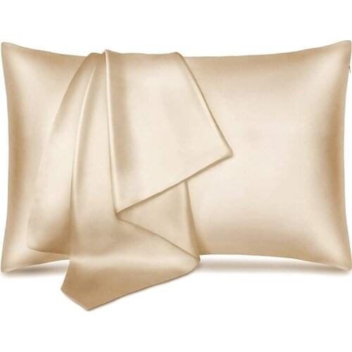 Silk Pillowcase Mulberry Silk Pillowcase, Suitable for Hair and Skin, Silk Pillowcase 51X66cm,Champagne 1 Piece