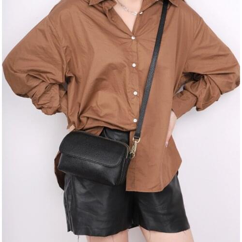 Genuine Leather Shoulder Bag Female Vintage Multi-Layer Single Shoulder Messenger Bags Women Casual 6 Colors Small Square Bag