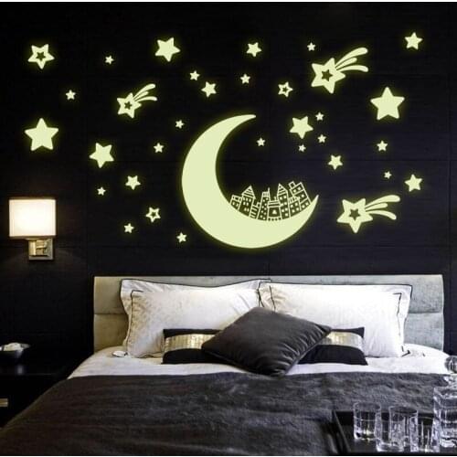 Luminous Moon Stars Wall Stickers for Kids Baby Room Living Room Decoration DIY Wall Art Home Decor Accessories Vinyl Mural