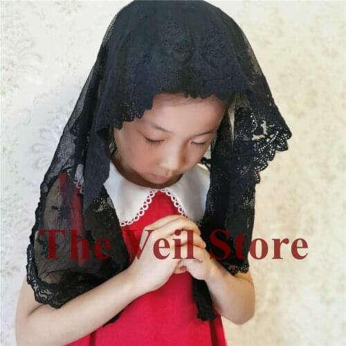 Black White Lace Mantilla Veils for Church Girls Catholic Head Scarves Latin Mass Mantilla Velo de Novia Negra Voile Mantille
