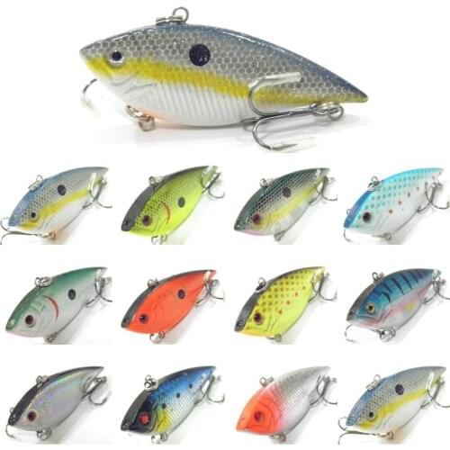 WLure 7cm 9g Wide Body with Tight and High Frequency Wiggle Action Lipless VIB Natural and Bright Colors 2 Treble Hooks L567