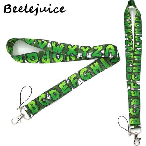 Green Lattice Alphabet Lanyard for Keys Phone Cool Neck Strap Lanyard for Camera Whistle ID Badge Cute webbings ribbons Gifts