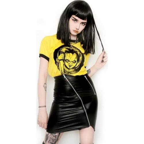 Camiseta de Halloween horror doll digital printing slim short T-shirt womens summer casual tightsHalloween T shirt