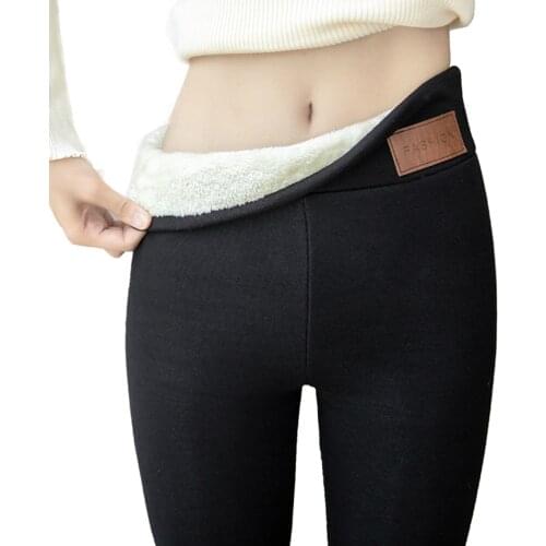 YVYVLOLO 2020 Warm Womens Plus Velvet Winter Leggings Ankle-Length Keep Warm Solid Pants High Waist Large Size Women Leggings