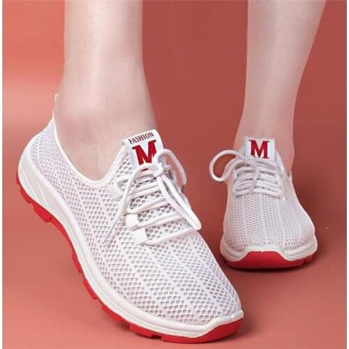 Spring and Summer Mesh Women Casual Flats New Ladies Mesh Casual Sneakers Breathable Soft Flat Shoes