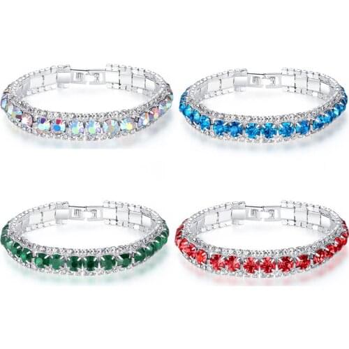 Newly Arrived Round Blue Crystal Bracelet For Womens fashion White Gold Filled Zircon Charm Bracelets Anniversary gift jewelry