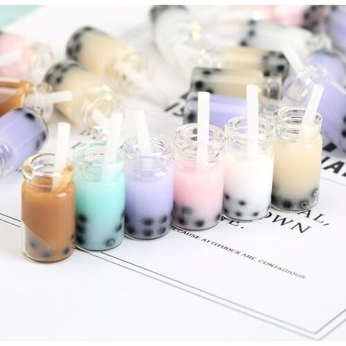 10-30Pcs Simulation 3D Pearl Milk Tea Bottle Resin Ornament DIY Craft Supplies Home Decoration Accessories Photo Props Figurines