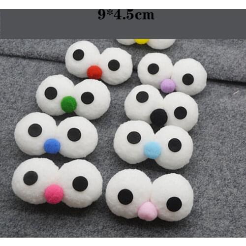 10Pcs/Lot 9cm -4.5cm Handmake White Ball Stereo Eye Nose Shape Appliques for Diy Hat Headwear Clips Crafts Clothing Accessories