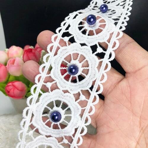 10yard 5cm Window Curtains Handmade Wedding Screen Lace Arts Craft Fabric Ribbon With Beads DIY Women Skirt Dress Accessories