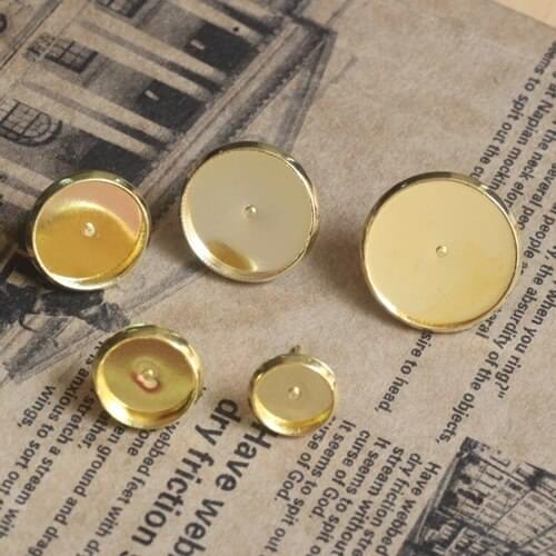 100pcs/lot 8/10/12/14/16mm Golden Plated Pad stud Earring Back Earring Blanks NICKEL Lead jewelry finding diy tools