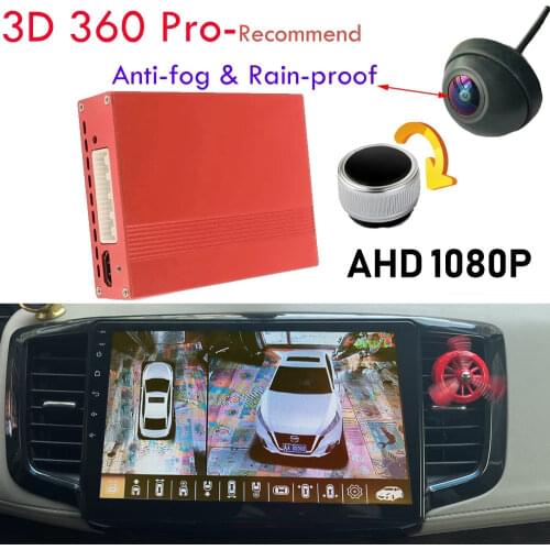 3D Cameras Pro Around View 360-Degree DVR System Bird Eye View Panoramic 4 Side-View Mirror Camera Monitor 1080P With Guide