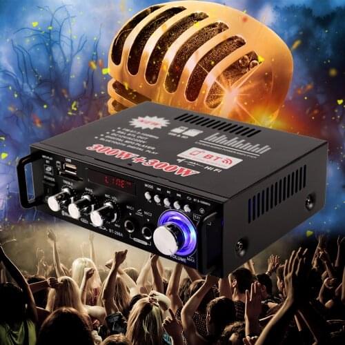 2*300W Stereo Hifi Car Home Subwoofer car Sound audio Amplifier Amp Sound bluetooth Stereo Power Amplifier Audio LED amplifiers