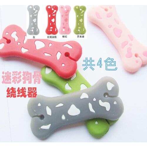 40pcs/lot Camouflage dog bone Style Cable Organizer Bobbin Winder Protector Wire Cord Management Marker Holder for iphone