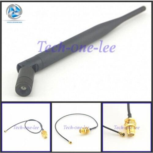 5 piece 2.4 GHz 5dBi WiFi Antenna For PCI Card USB Wireless Router + RP SMA Jack (Male Pin) to ufl./ IPX 1.13 Pigtail Cable