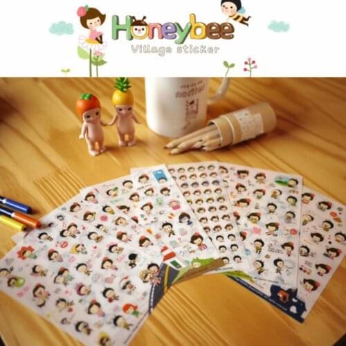 6sheets/pack cute Cartoon Lovely honey Bee PVC sticker note deco label Multifunction Deco Label Fashion Gift mini stickers