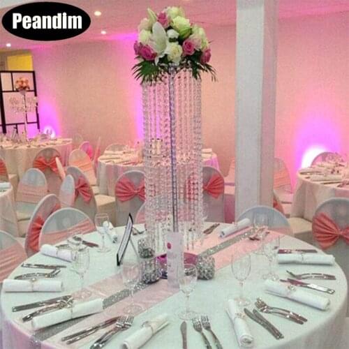 PEANDIM 120cm Tall Acrylic Crystal Wedding Table Centerpieces Party Road Lead Engagement Anniversary Flower Stands Decor 6pcs