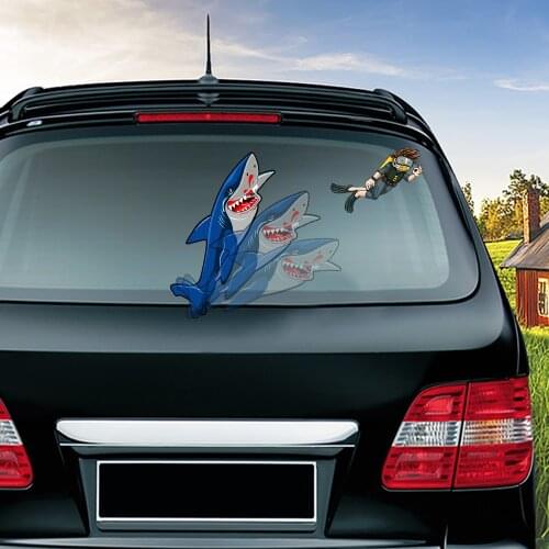 The Shark Hunting Waving Wiper Decals Removable Auto Styling Rear Decoration Rear Windshield for Car Stickers