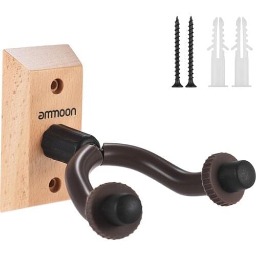 Ammoon GH-01 Guitar Hanger Wooden Wall Mount Hook Holder Acoustic Guitar Keeper for Electric Guitars Bass Ukulele