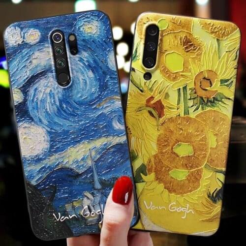 Art Silicone Case For Xiomi Xiaomi Redmi 9 8 6a 7a 7 Phone Case For Fundas Redmi9 Redmi7A Redmi8 3D Sunflower Starry Sky Cover