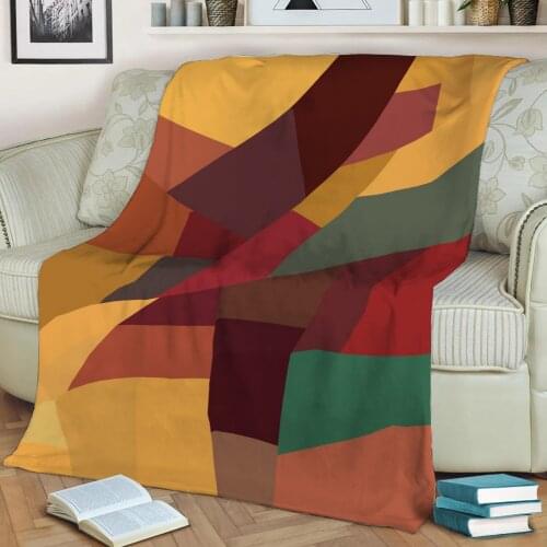 Abstract Geometric Pattern 3D Printed Velvet Plush Throw Fleece Blanket Bedspread Sherpa Blanket Home Decora